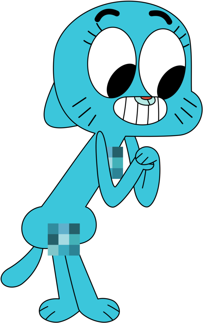 Amazed Blue Cartoon Character PNG Image