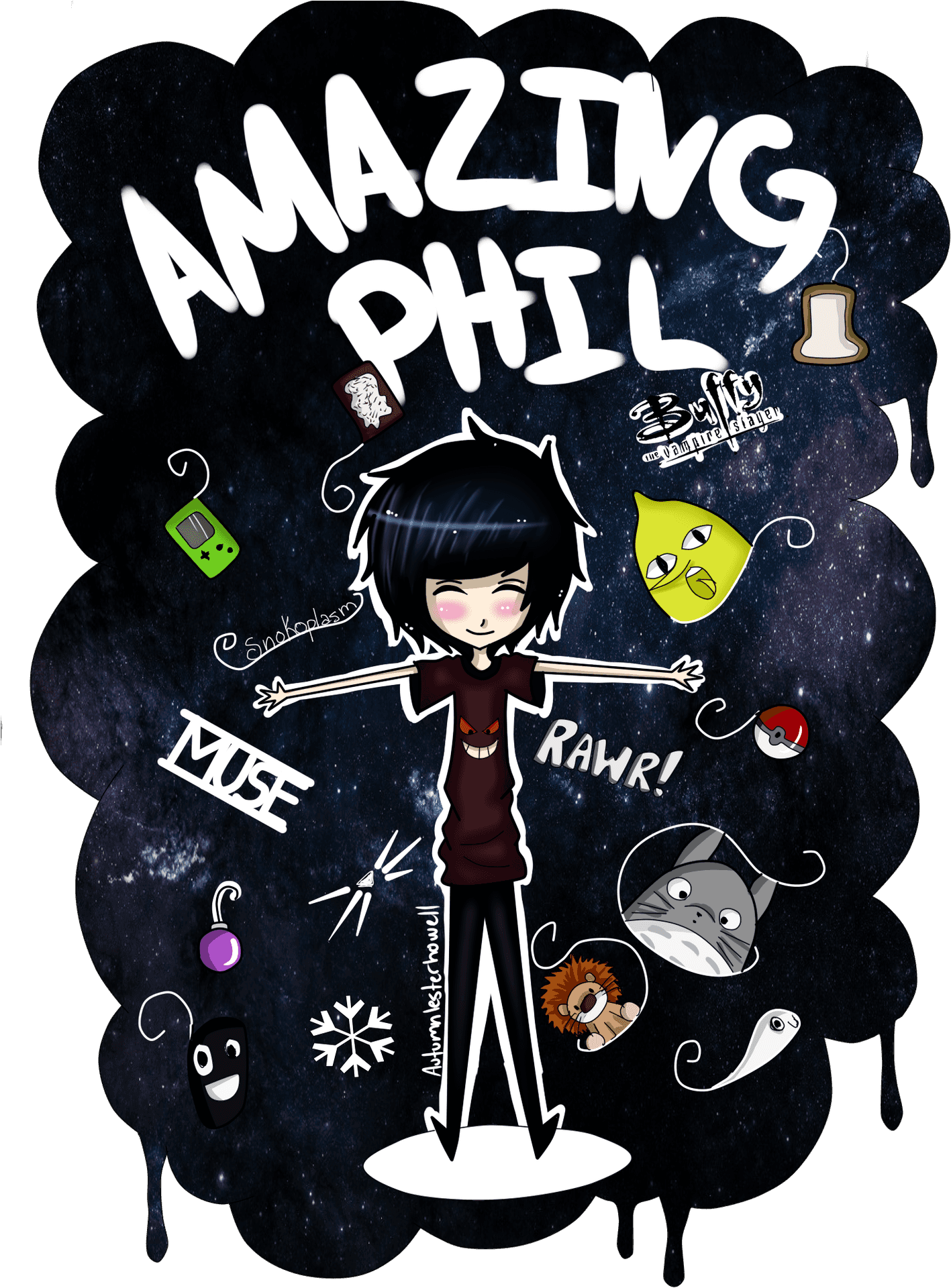 Amazing Phil Cartoon Illustration PNG Image