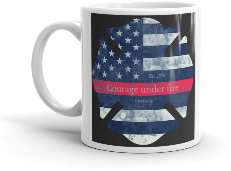 American Flag Firefighter Mug Print PNG Image