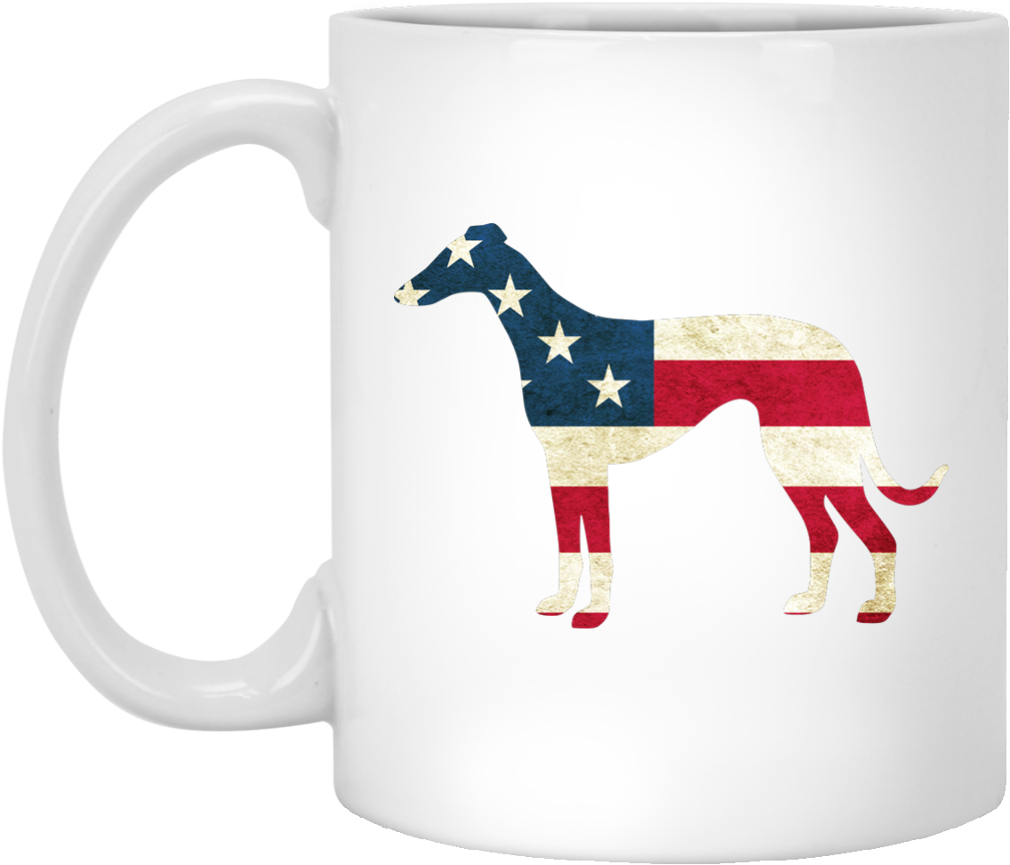 American Flag Greyhound Mug PNG Image