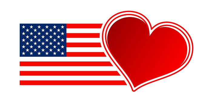 American Flag Heart Love PNG Image