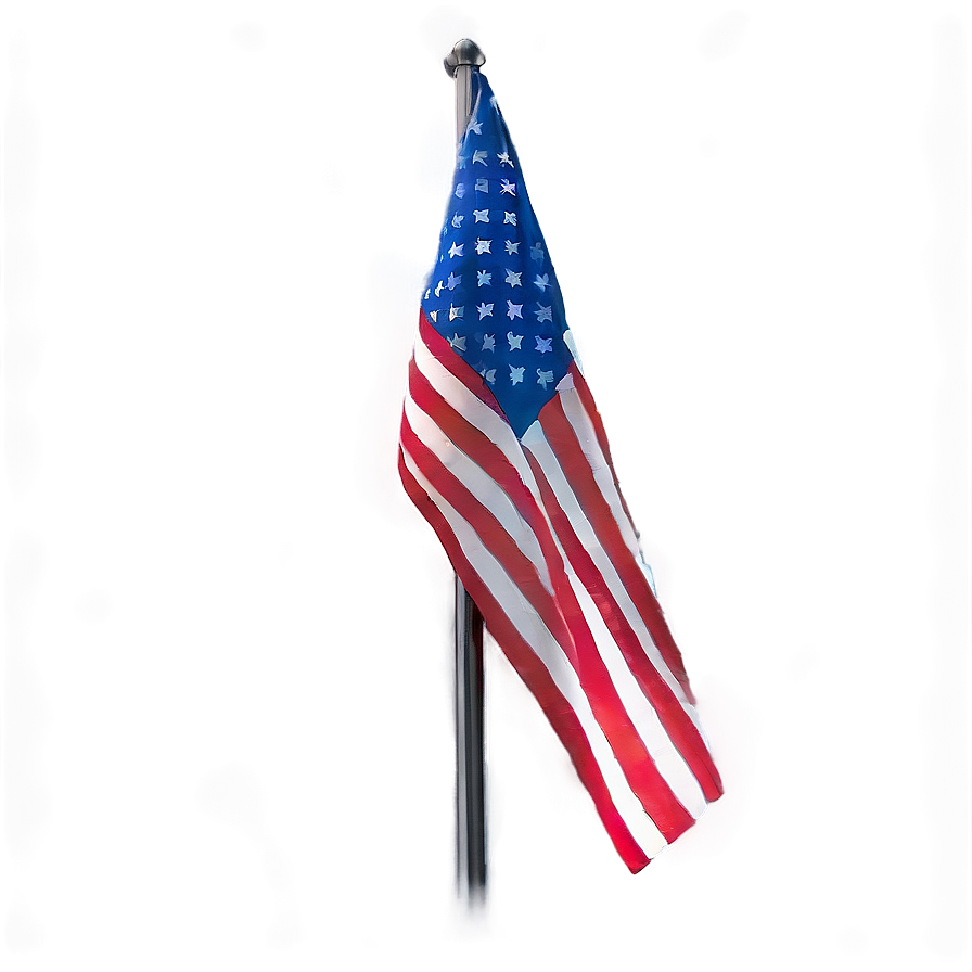 American Flag On Pole With Spotlight Png 06132024 PNG Image