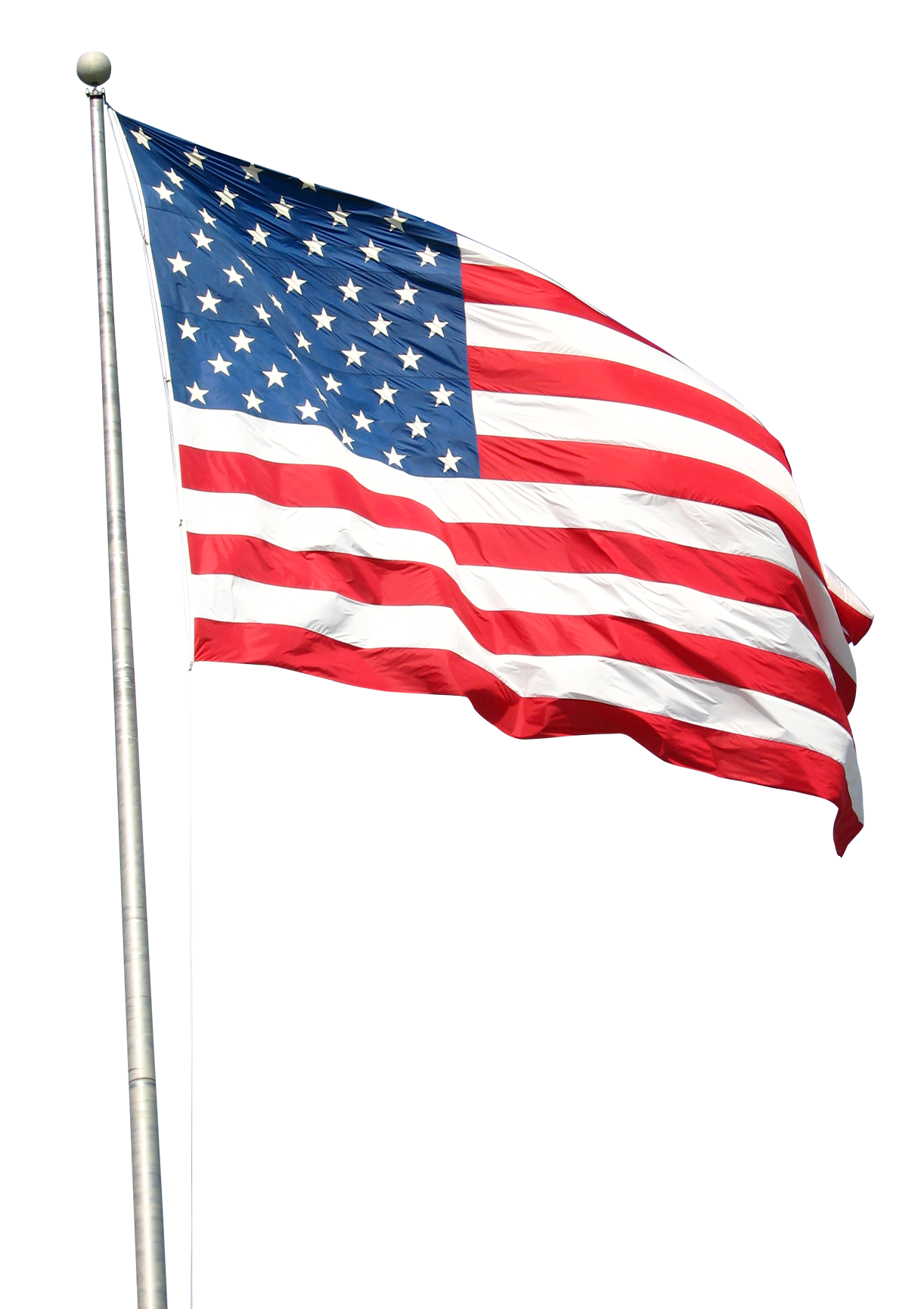 American Flag Waving Against Clear Sky PNG Image