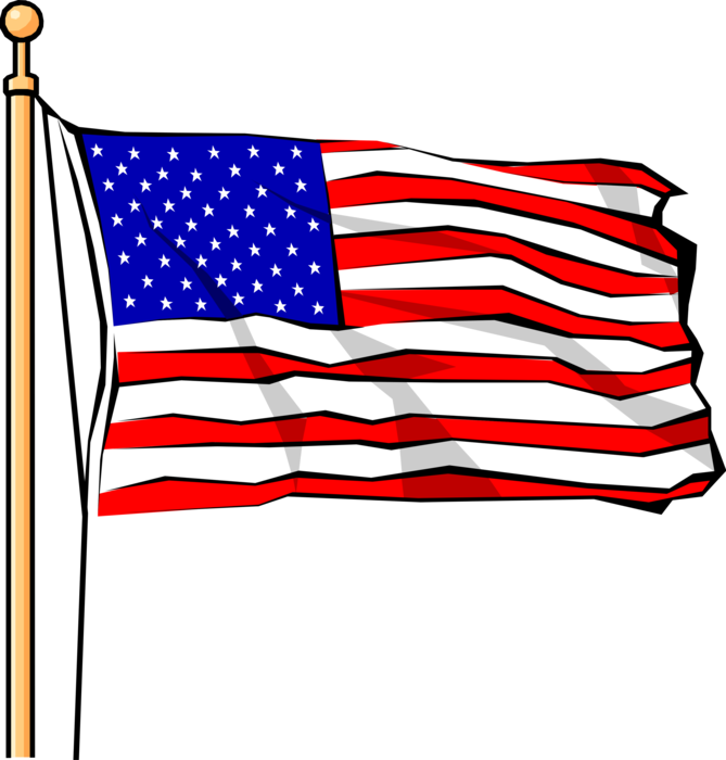 American Flag Waving Illustration PNG Image