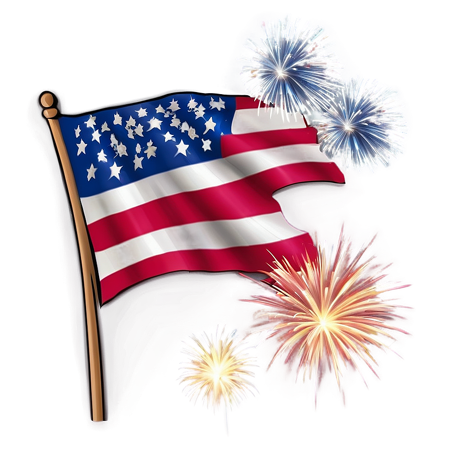 American Flag With Fireworks Background Png Hph PNG Image