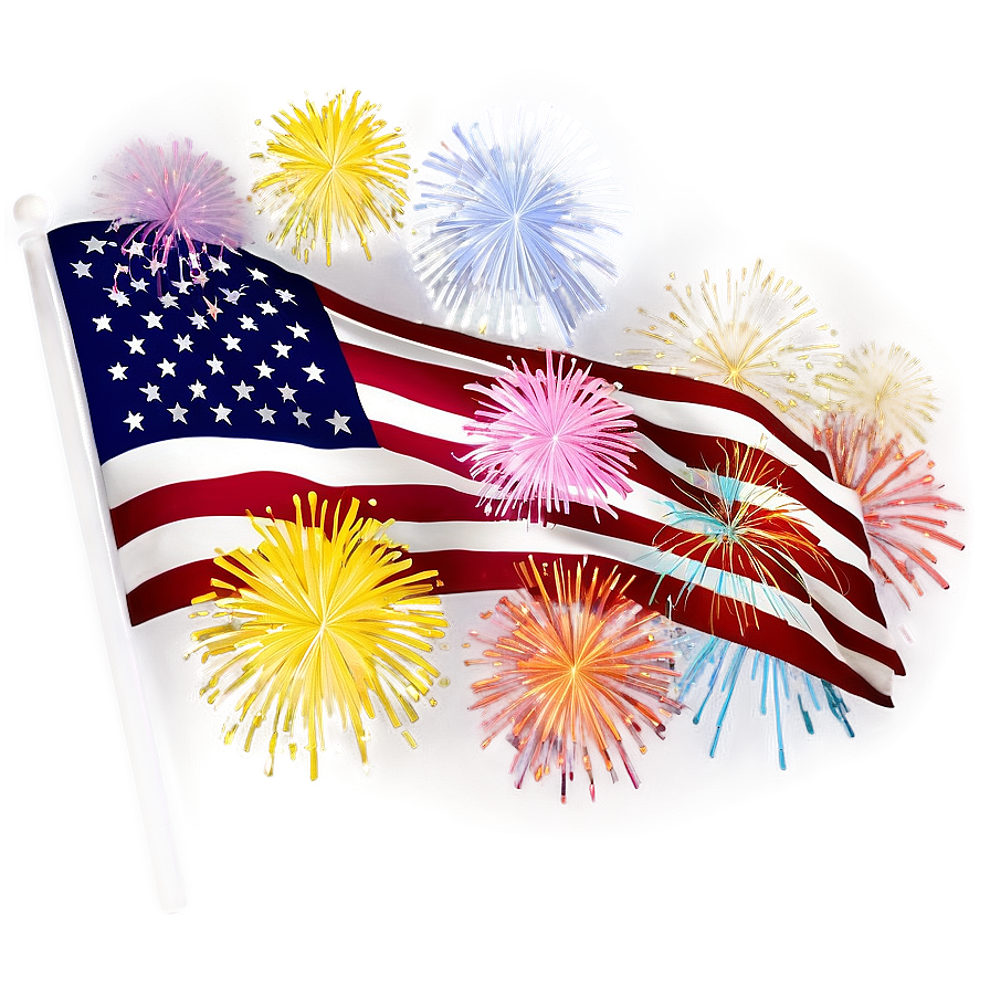 American Flag With Fireworks Background Png Xmo54 PNG Image