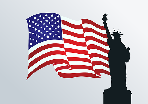 American Flagand Statueof Liberty Silhouette PNG Image