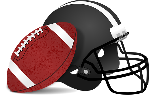 American Football Helmetand Ball Illustration PNG Image