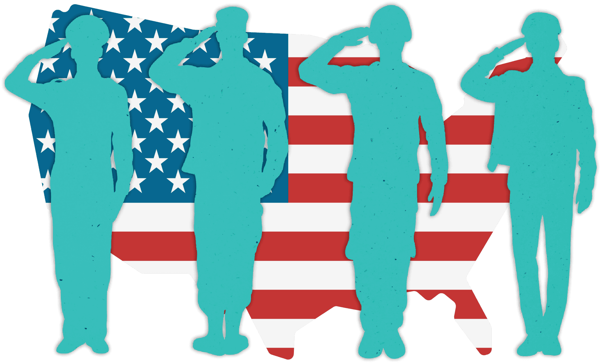 American Salute Silhouettes U S A Flag Background PNG Image