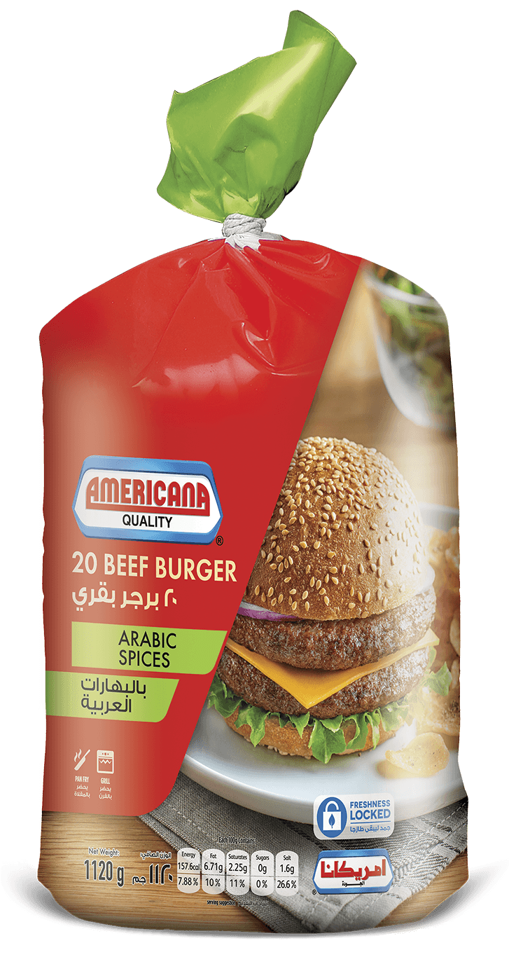 Americana Beef Burger Packaging PNG Image