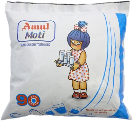 Amul Moti Toned Milk Packet PNG Image