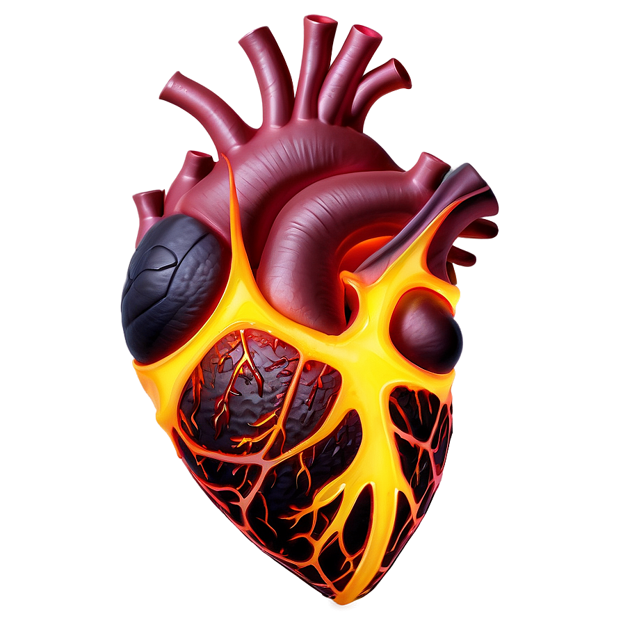 Anatomical Heart On Fire Png Nfg PNG Image