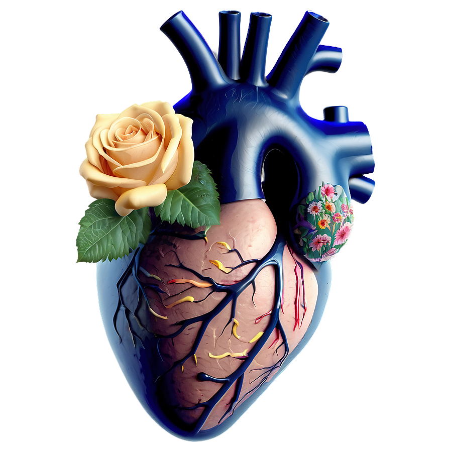 Anatomical Heart With Flowers Png 72 PNG Image