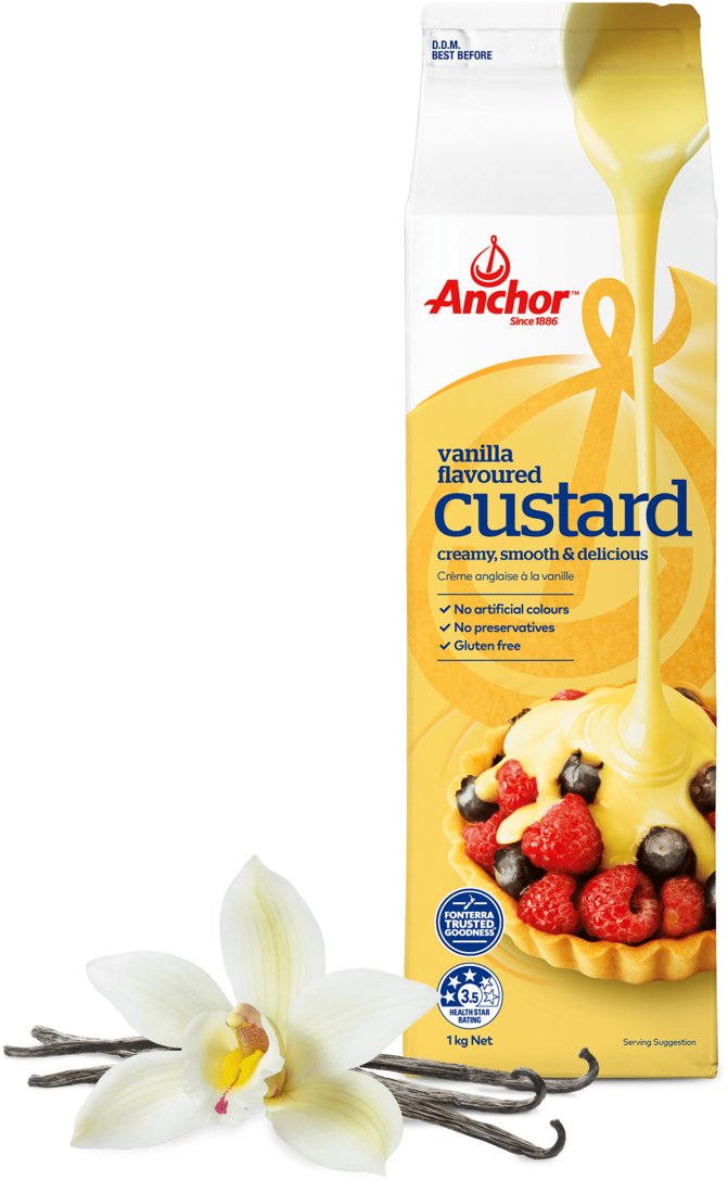 Anchor Vanilla Flavoured Custard Packaging PNG Image