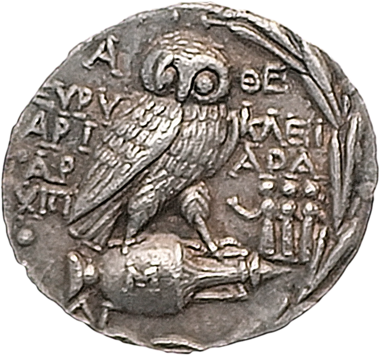 Ancient Athenian Owl Coin PNG Image