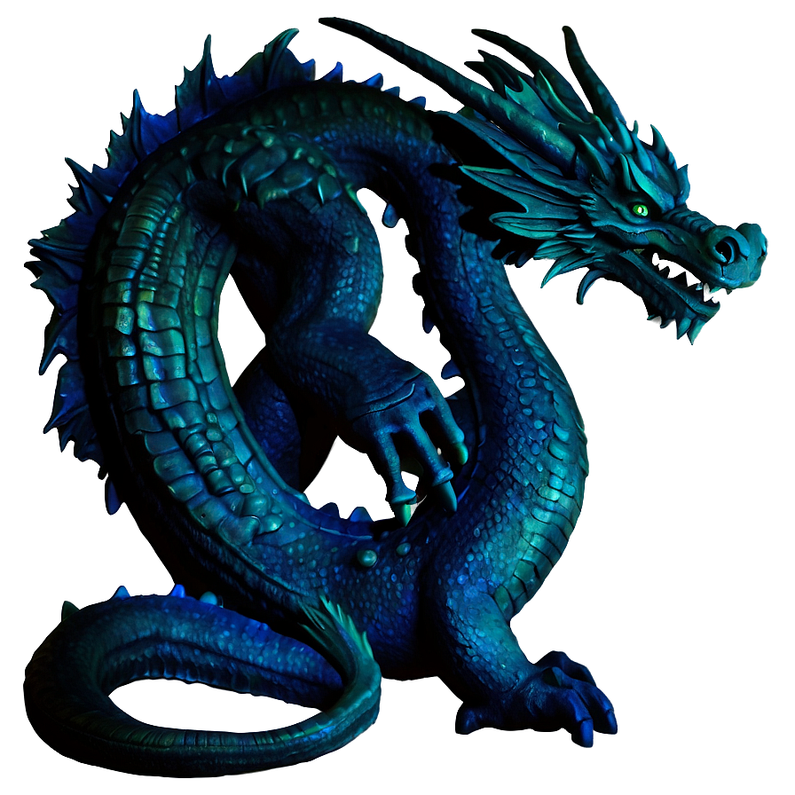 Ancient Blue Dragon Statue Png Pmx90 PNG Image