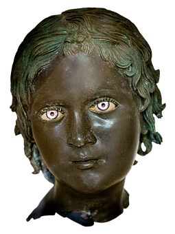 Ancient Bronze Bust Girl PNG Image