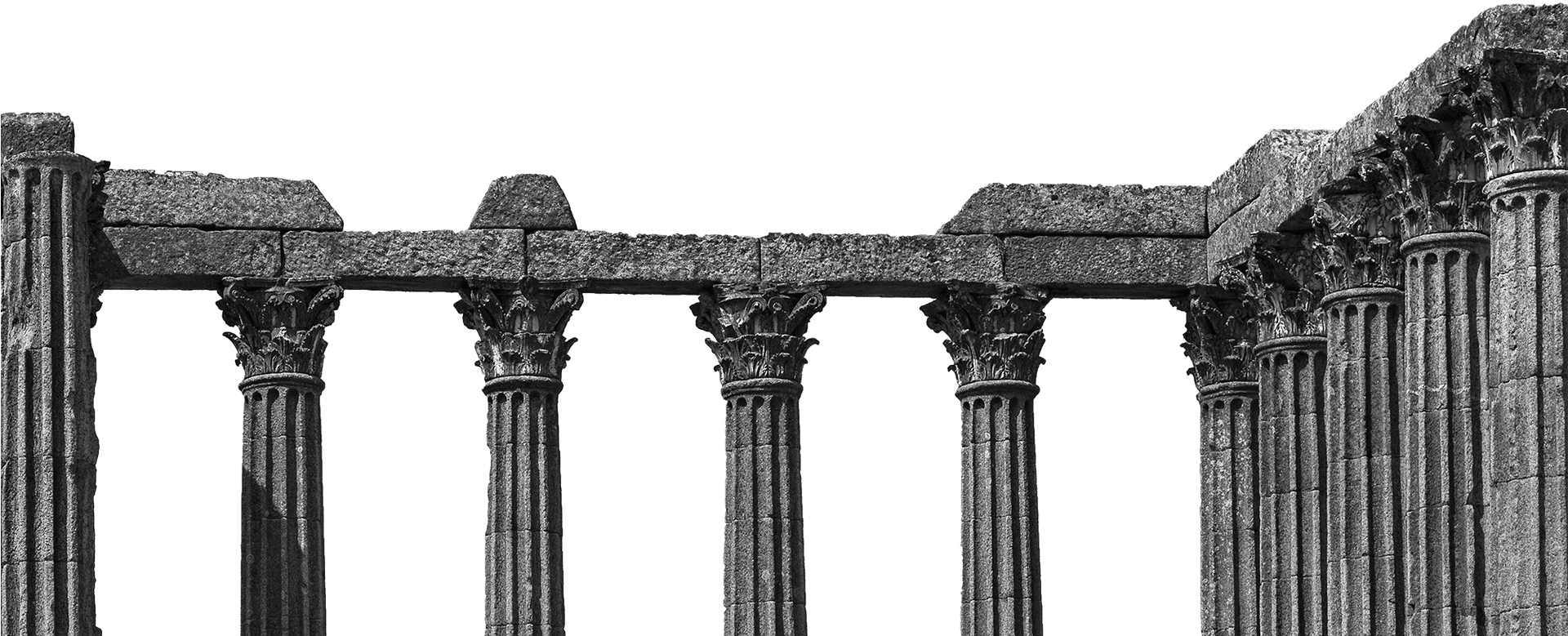 Ancient Corinthian Columns Sky Background PNG Image