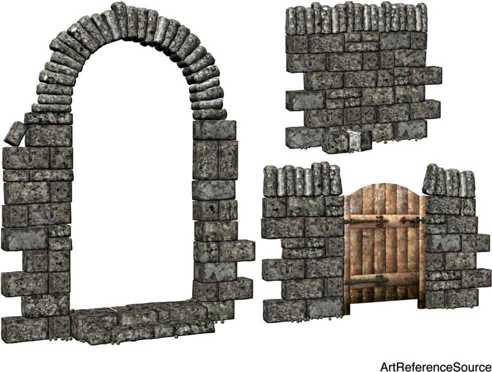 Ancient Stone Architecture Elements PNG Image