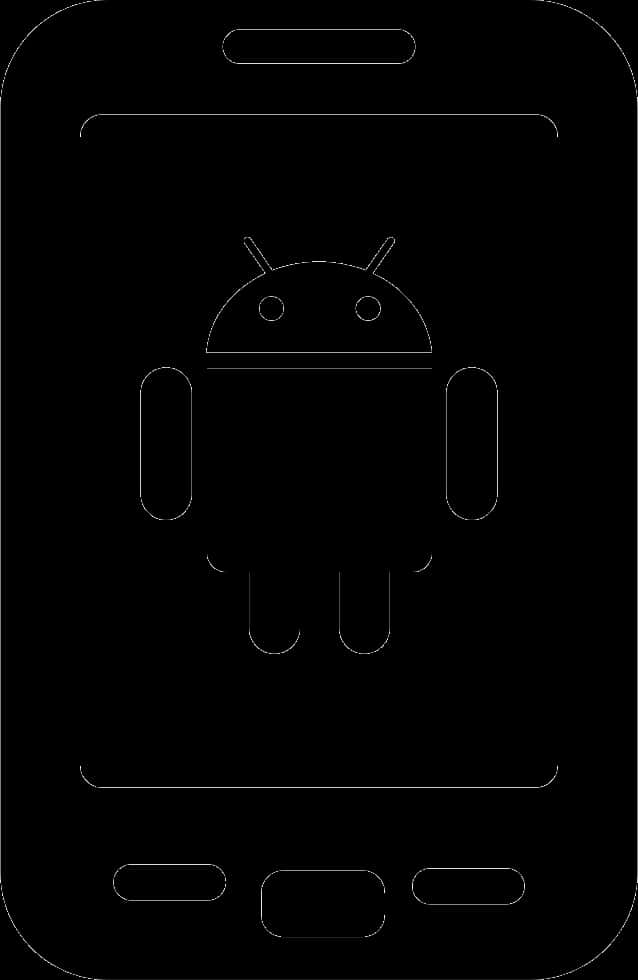 Android Logo Outlineon Phone Screen PNG Image