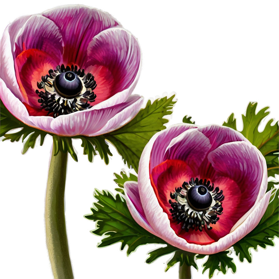 Anemone Botanical Art Png 06252024 PNG Image