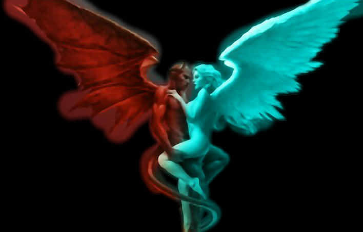 Angel_and_ Devil_ Embrace PNG Image