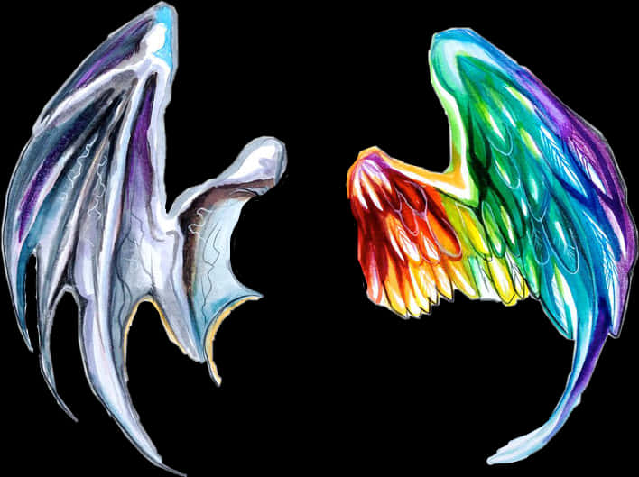 Angel Demon Wings Art PNG Image