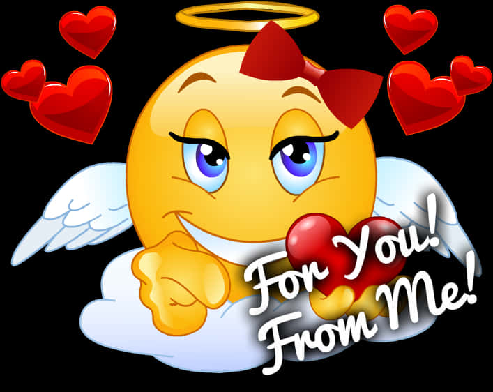 Angel Heart Emoji Gift PNG Image