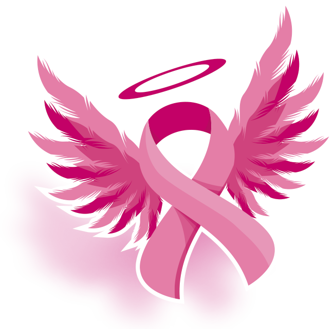 Angel Wings Breast Cancer Awareness Ribbon PNG Image