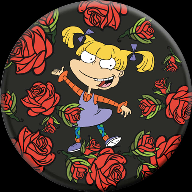 Angelica Pickles Rugrats Rose Pattern PNG Image