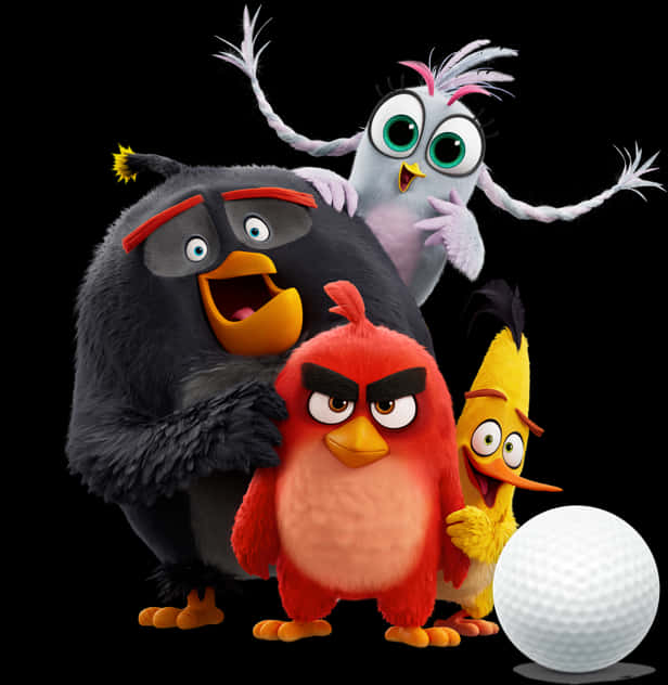 Angry Birds Characters With Golf Ball PNG Image