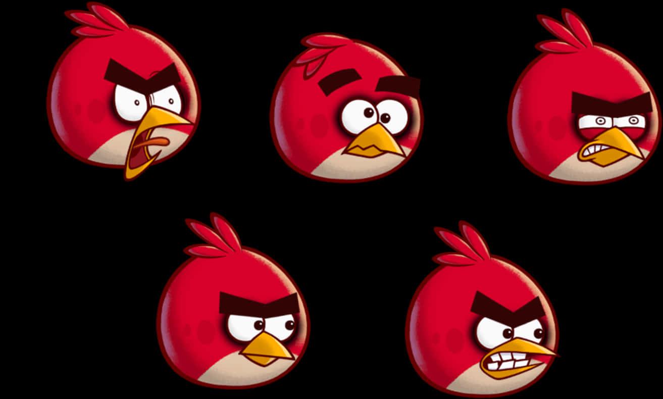 Angry Birds Red Character Expressions PNG Image