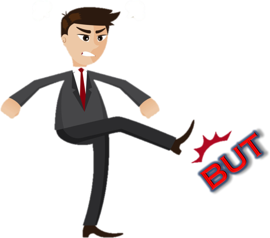 Angry Businessman Kicking Word But.png PNG Image