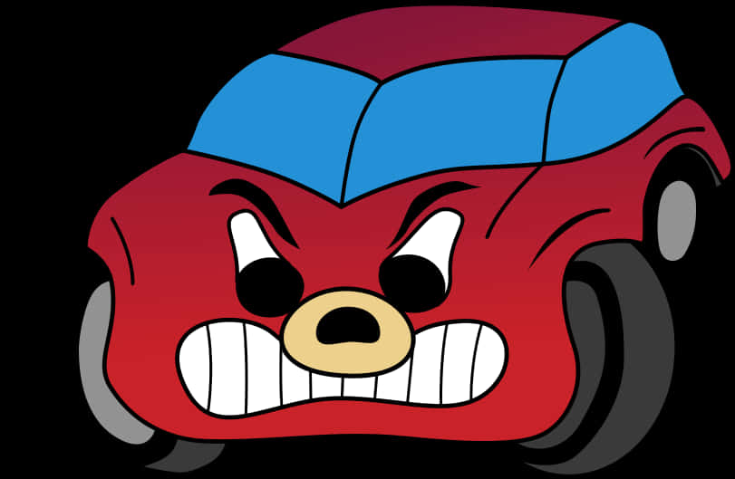 Angry Cartoon Car Side View PNG Image