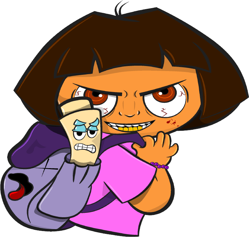 Angry Dora Cartoon Character PNG Image