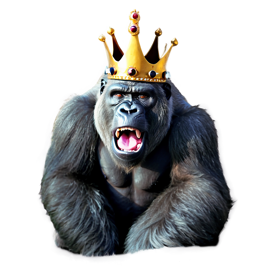 Angry Gorilla With Crown Png Obo PNG Image