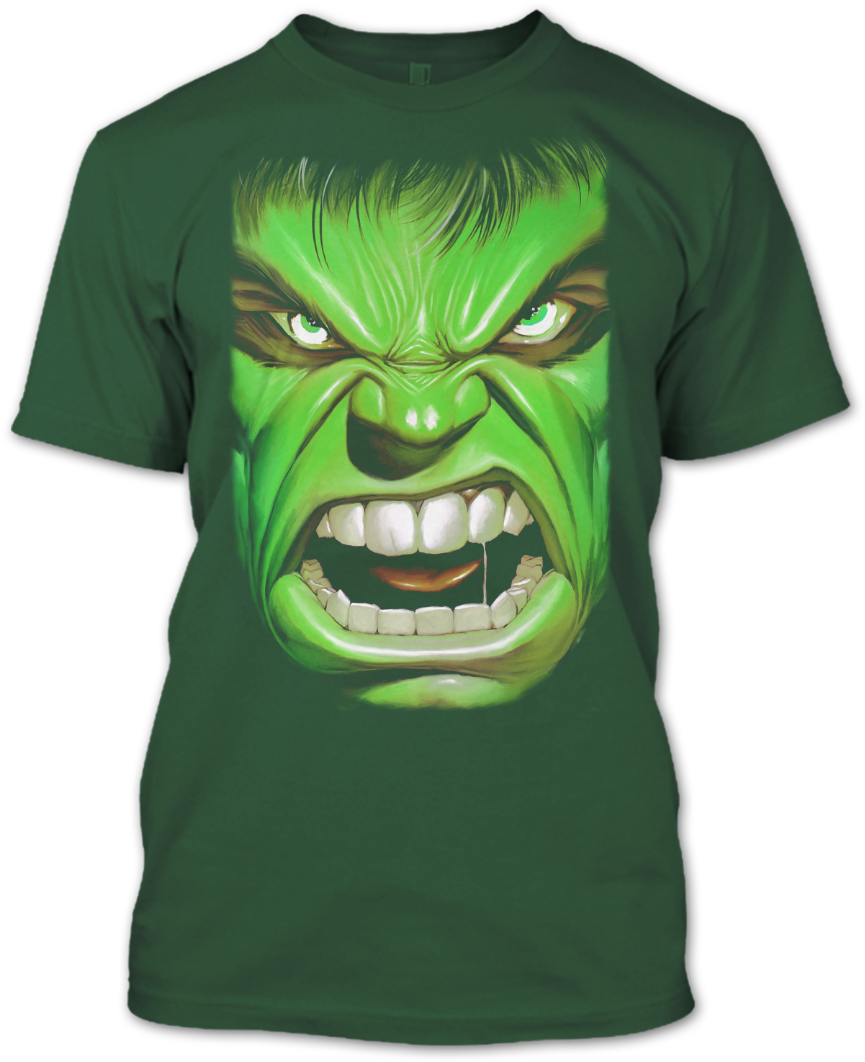 Angry Hulk Face T Shirt Design PNG Image