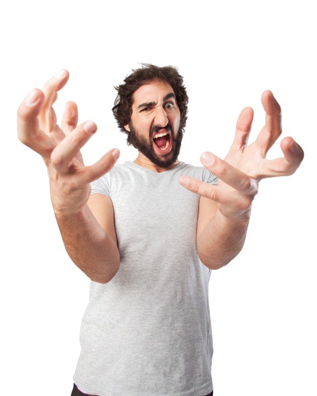 Angry Man Gesturing Aggressively PNG Image