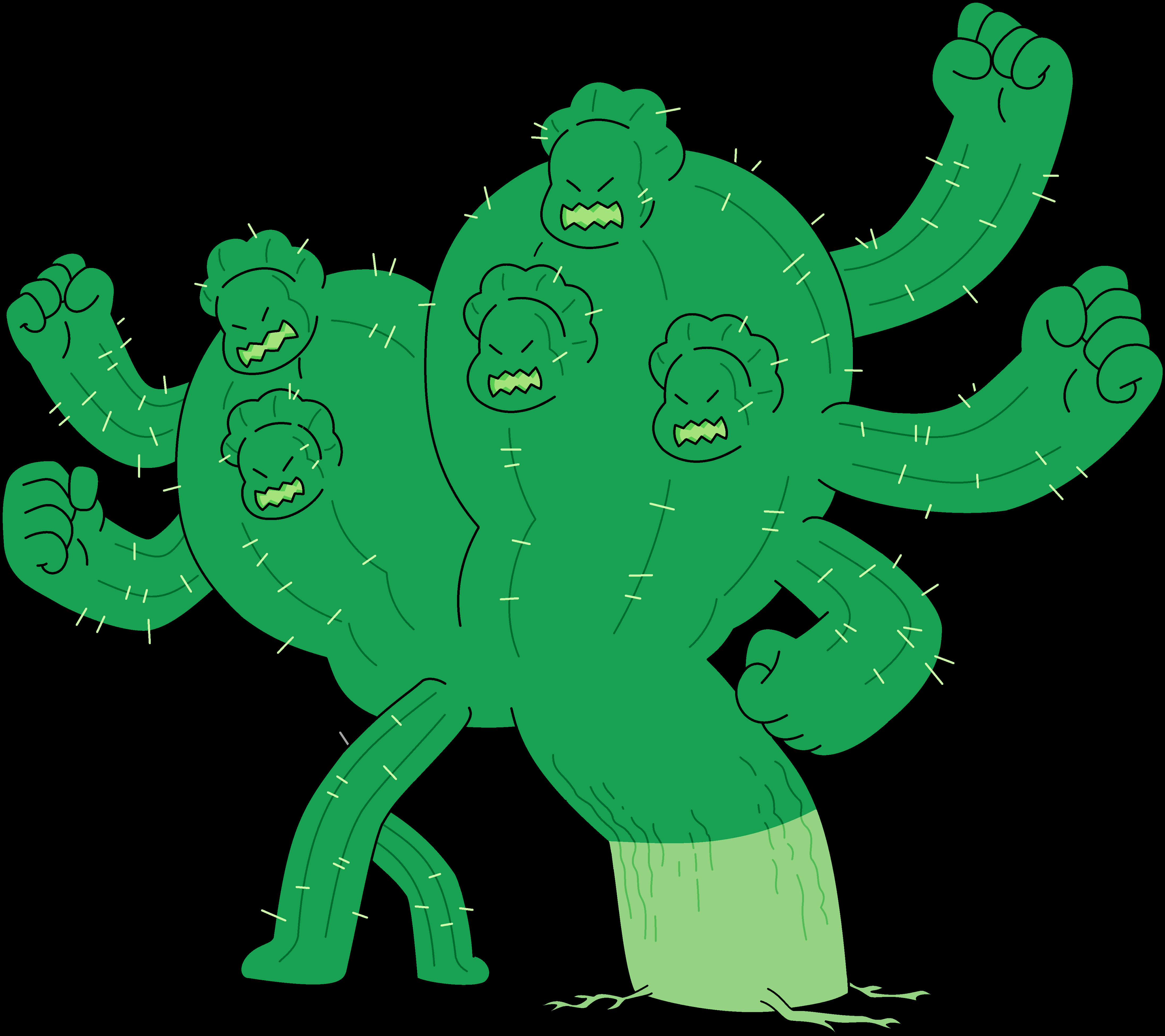 Angry Monster Cactus Cartoon PNG Image