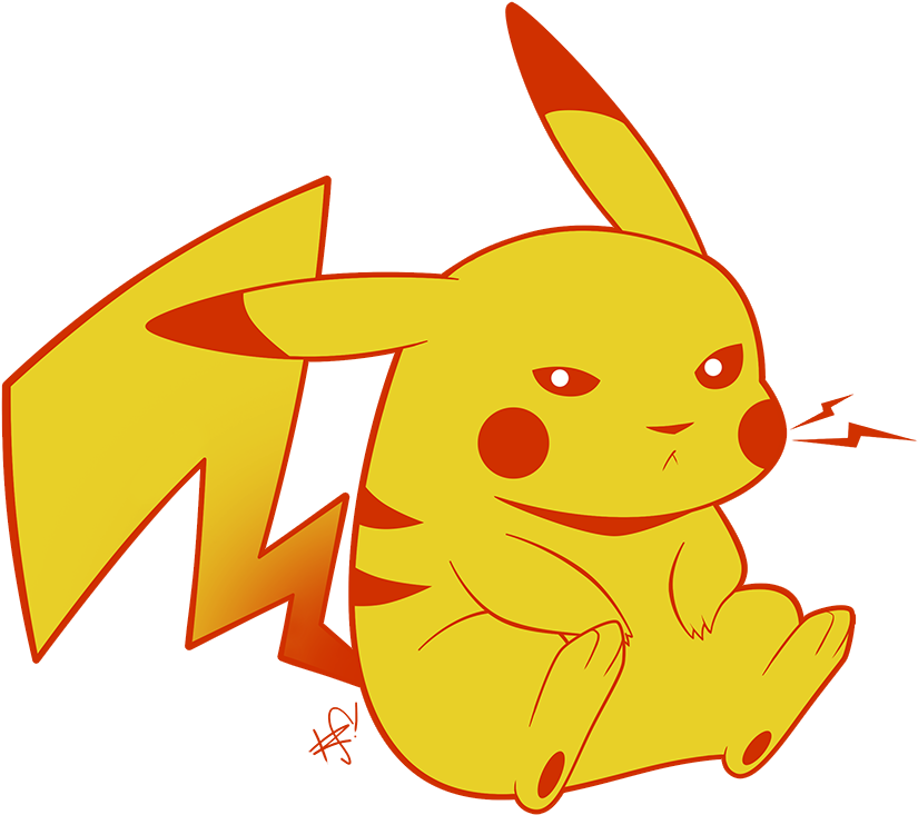 Angry Pikachu Illustration PNG Image