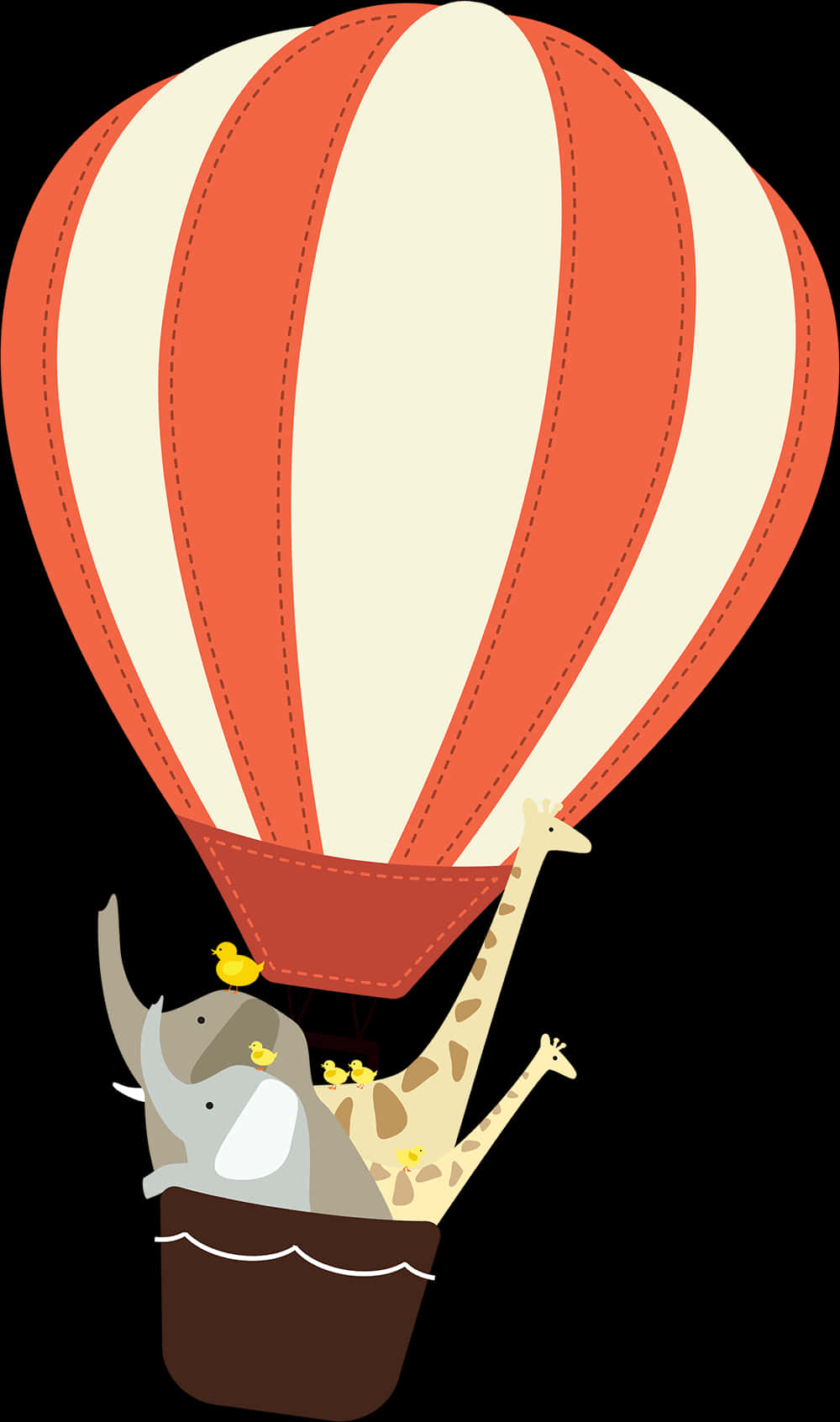 Animal Friends Hot Air Balloon Adventure PNG Image