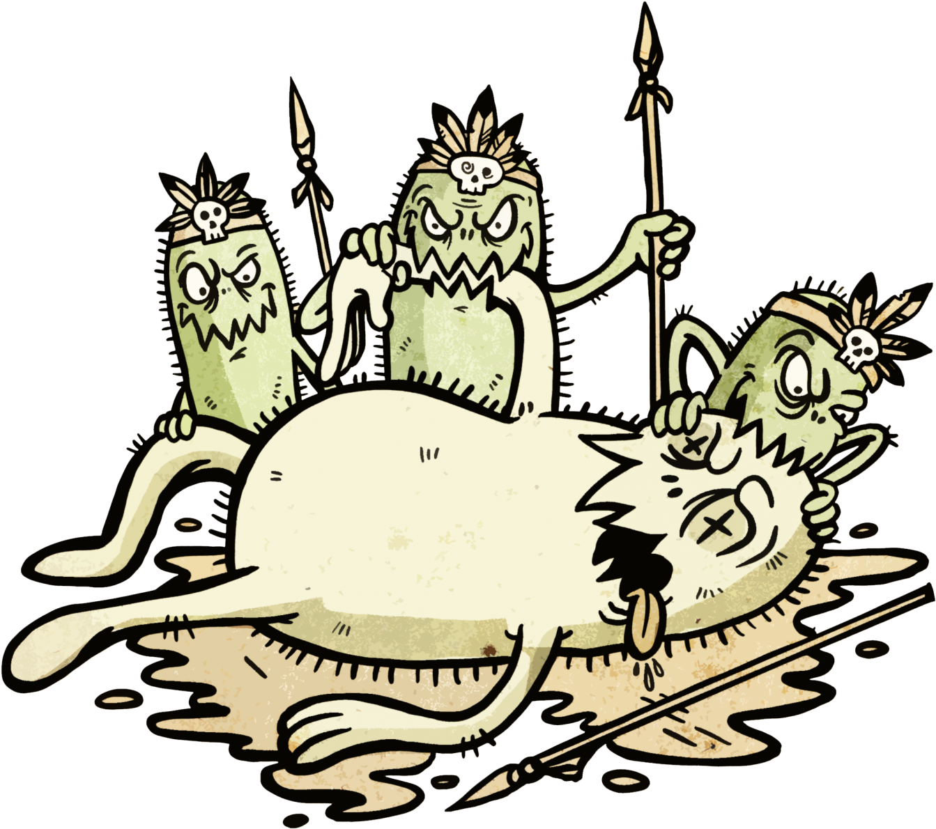 Animated Bacteria Tribe Hunting Cell PNG Image