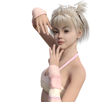 Animated Ballerina Girl Portrait PNG Image