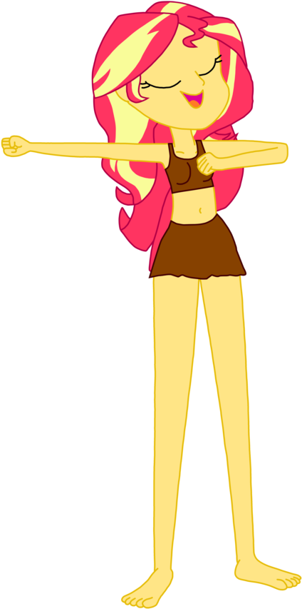 Animated Beach Girl Stretching Pose PNG Image