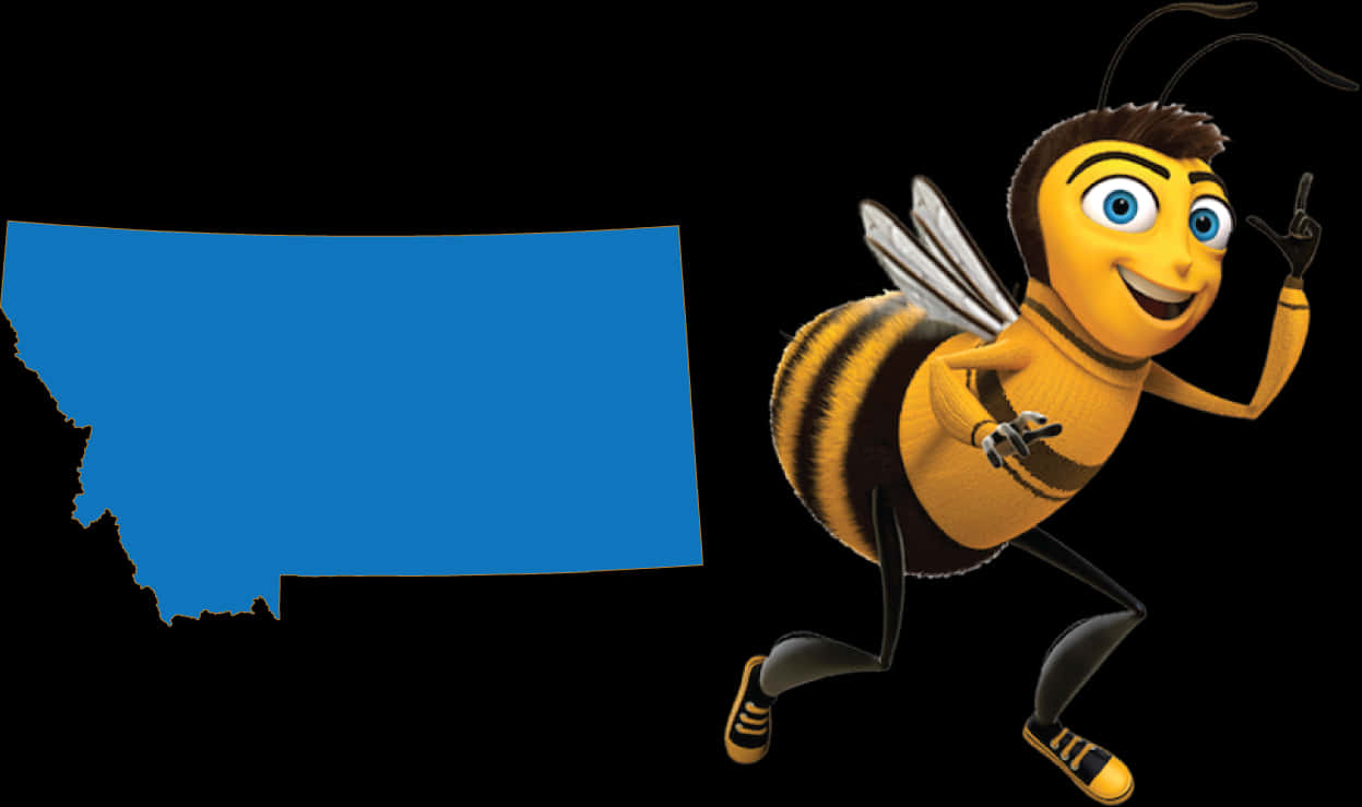 Animated Bee Character Montana Outline PNG Image