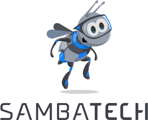 Animated Bee Mascot Samba Tech Logo PNG Image