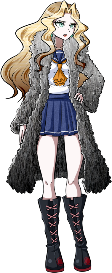 Animated Blonde Character With Fur Coat PNG Image