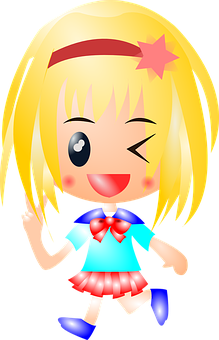 Animated Blonde Girl Cartoon PNG Image