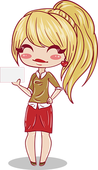 Animated Blonde Girl Holding Sign PNG Image