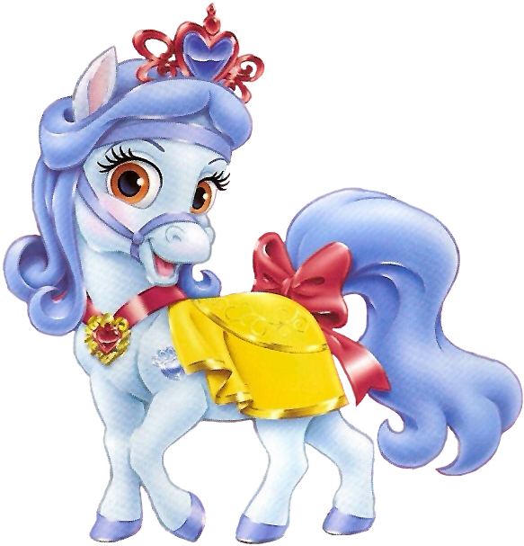 Animated Blue Ponywith Crownand Yellow Skirt PNG Image